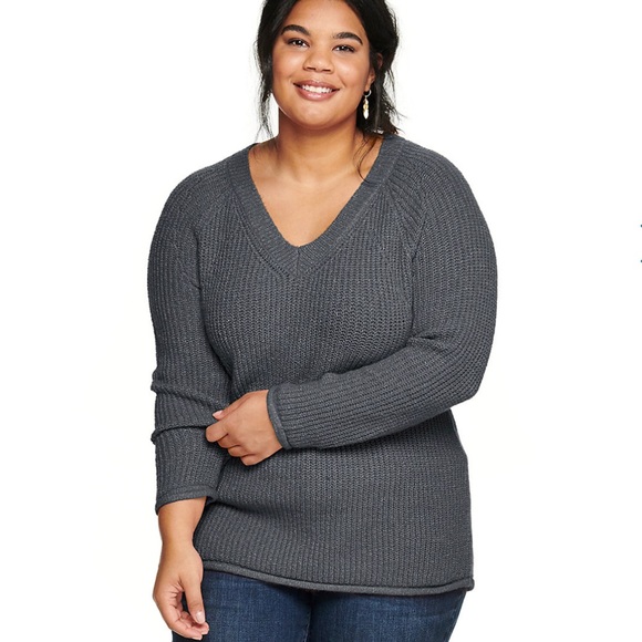 Sonoma Sweaters - NWT Sonoma Charcoal Gray Vneck Sweater 3X